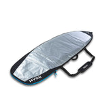 ROAM Surfboard Daylight Short PLUS Transporttasche mit Schultergurt, silber-schwarz mit blauem Reißverschluss, Draufsicht