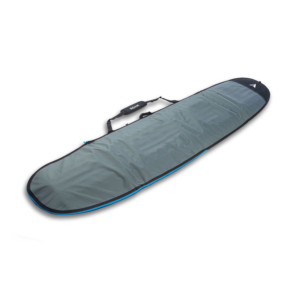 ROAM Surfboard Daylight Long PLUS Schutzhülle grau mit blauem Rand und Tragegriff, Draufsicht