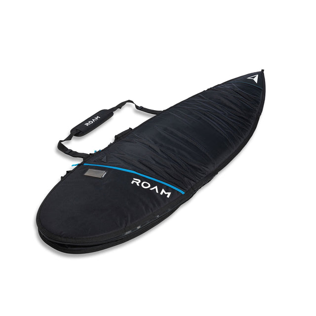 ROAM Surfboard Tech Bag Short PLUS schwarz mit blauem Streifen, Transporttasche mit Schultergurt, Draufsicht