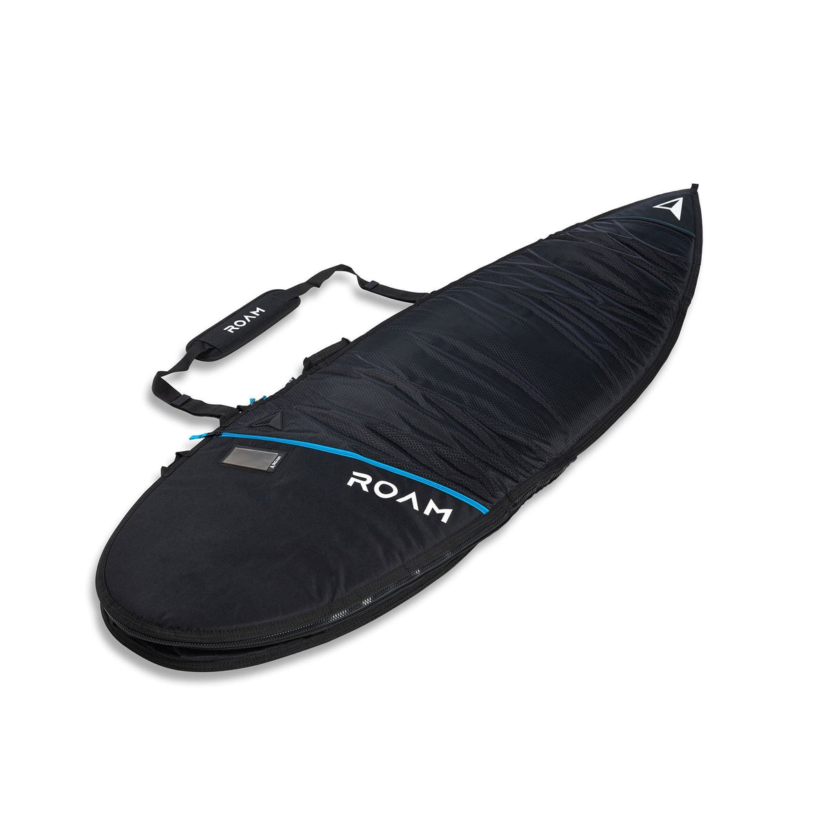 ROAM Surfboard Tech Bag Short PLUS, schwarz mit blauem Streifen, Schutztasche mit Tragegriffen und Reißverschluss