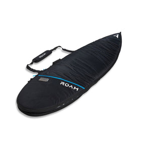 ROAM Surfboard Tech Bag Short PLUS, schwarz mit blauem Streifen, Schutztasche mit Tragegriffen und Reißverschluss