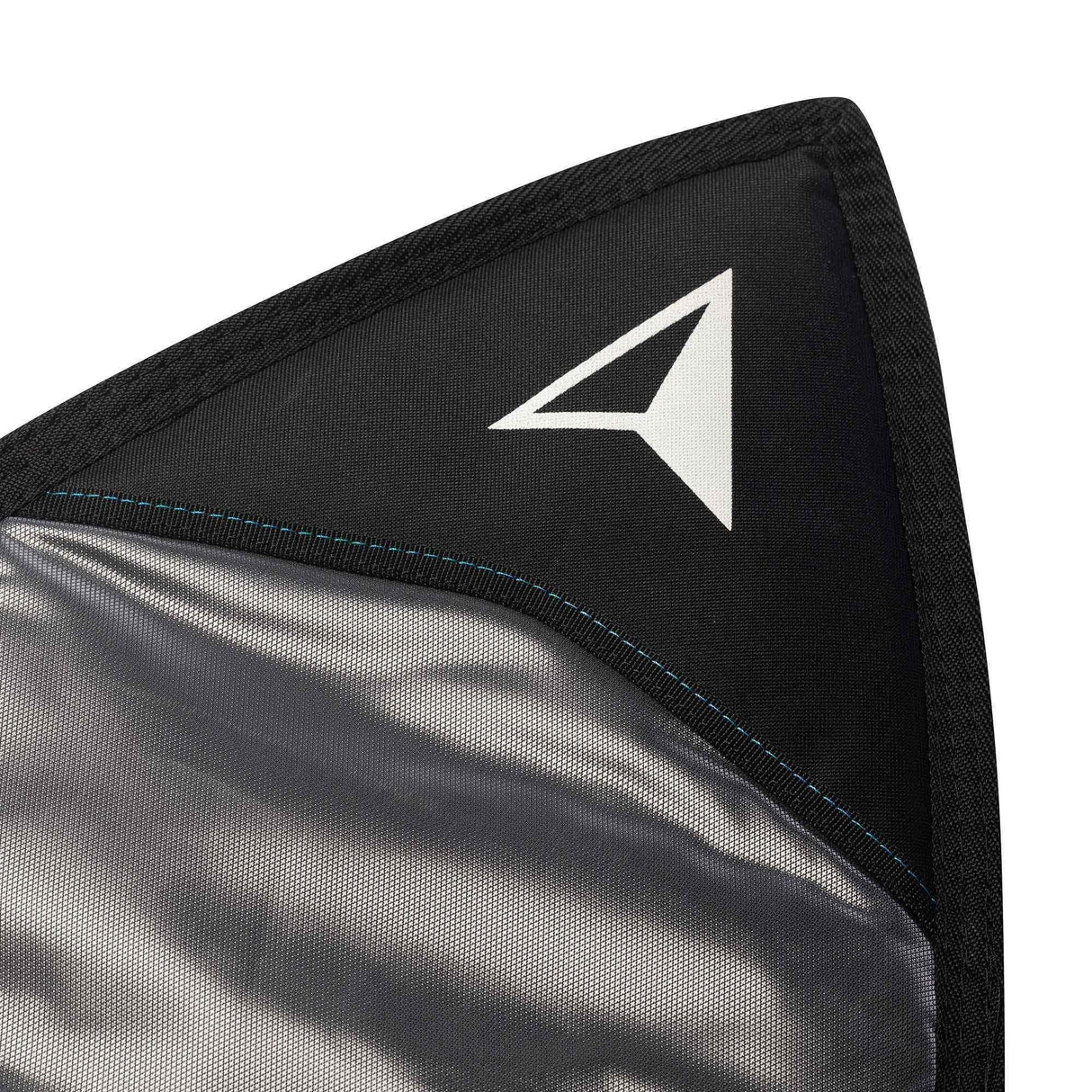 ROAM Surfboard Tech Bag Fish PLUS, Schwarz mit weißem Logo, Transporttasche aus robustem Material, Detailansicht