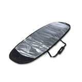 ROAM Tech Boardbag Funboard PLUS in Schwarz mit silberner Oberfläche, Schutztasche mit Griffen, Schrägansicht
