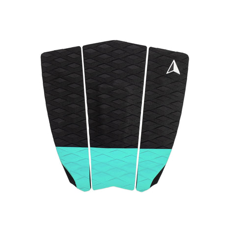 Roam Footpad Deck Grip Traction Pad 3-teilig, schwarz-türkis, strukturierte Oberflächenstruktur, dreiteilige Set-Ansicht von oben