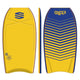 Sniper Bodyboard Vyrus PE Chevron in Gelb und Blau, PE-Material, mit Chevron-Muster, Draufsicht und Seitenansicht
