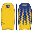 Sniper Bodyboard Vyrus PE Chevron in Gelb und Blau, PE-Material, mit Chevron-Muster, Draufsicht und Seitenansicht