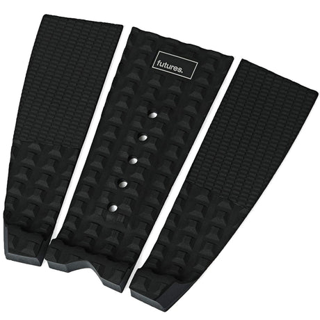 Futures Traction Pad Voodoo schwarz mit strukturierter Oberfläche und Noppen, dreiteiliges Design, Draufsicht