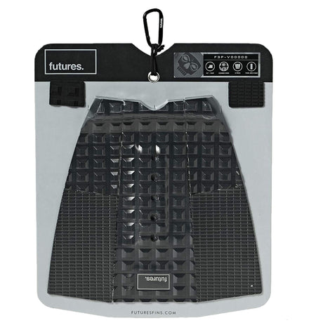 Futures Traction Pad Voodoo schwarzes Noppenpad mit strukturierter Oberfläche in Draufsicht auf grauer Verpackung