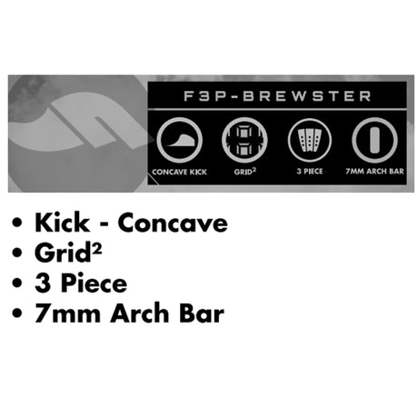 Futures Traction Pad Brewster mit Concave Kick, Grid2, 3-teilig und 7mm Arch Bar