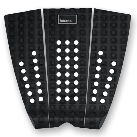 Futures Traction Pad Brewster schwarzes Surfboard Grip Pad mit weißen Noppen, dreiteilig von oben