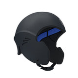 Simba Sentinel Wassersport Helm in Schwarz mit blauem Innenfutter, Seitenansicht, robuste Schutzkappe mit Kinnschutz