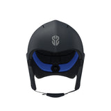 Simba Sentinel Wassersport Helm in Schwarz mit blauem Innenfutter, Vorderansicht, Kunststoff mit Kinnriemen