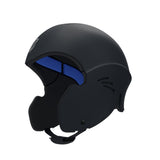 Simba Sentinel Wassersport Helm in Schwarz mit blauem Visier, Seitenansicht, Kunststoff mit Kinnschutz