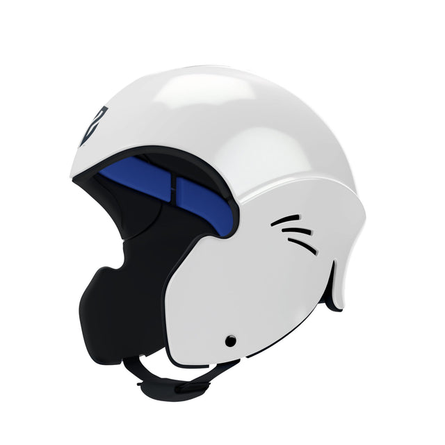 Simba Sentinel Wassersport Helm weiß mit schwarzen Polstern und blauem Visier, Seitenansicht