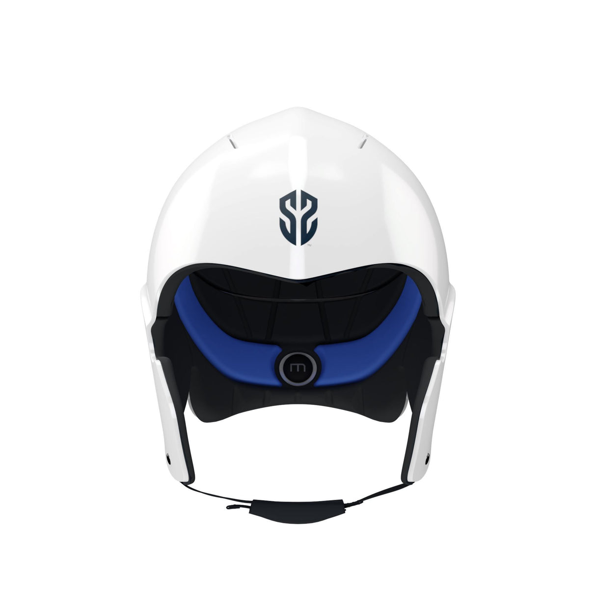 Simba Sentinel Wassersport Helm in Weiß mit blauem und schwarzem Stirnpolster, Vorderansicht