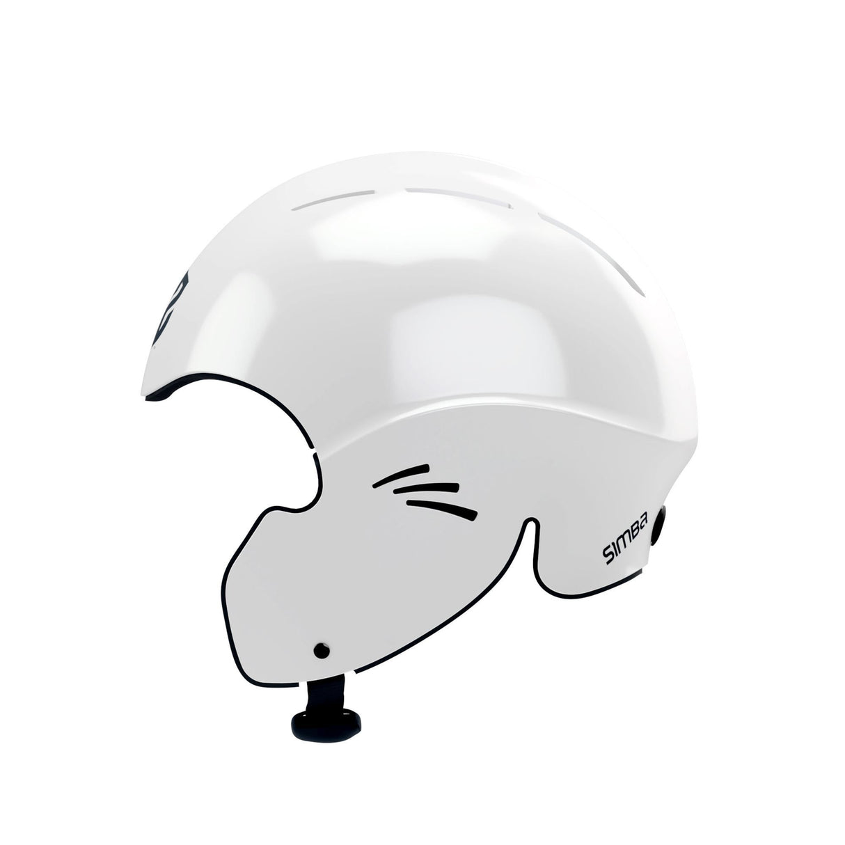 Simba Sentinel Wassersport Helm in Weiß mit glänzender Oberfläche, Seitenansicht, aerodynamisches Design mit Belüftungsöffnungen