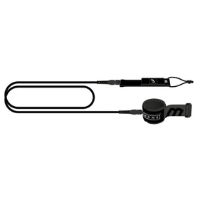 MDNS Surfboard Knie-Leash schwarz mit Wickelsystem und Befestigungspunkte, Produktansicht von oben