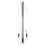 Torq TEC RVR River Surfboard in Weiß mit schwarzem Stringer, Draufsicht