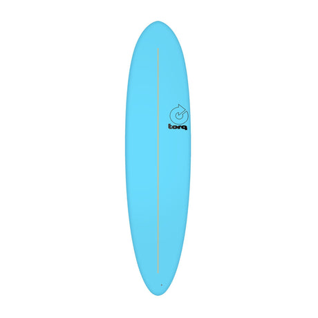 Torq Softboard Funboard, hellblau, Draufsicht, aufblasbares Surfboard mit Torq-Logo