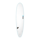 Torq Softboard Longboard Weißes Surfboard mit blauer Kante Draufsicht