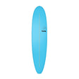 Torq Softboard Longboard in Hellblau mit Torq-Logo, Aufsicht auf das komplette Board