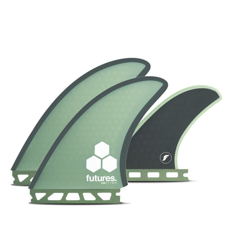 Futures Al Merrick AMT Honeycomb Twin Tri Finnen Set, grün und schwarz, Honeycomb-Material, Frontansicht