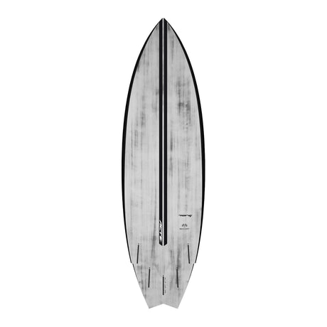 Torq ACT Prepreg Go-Kart Surfboard in Grau, Draufsicht, schwarze Kanten und Centerline