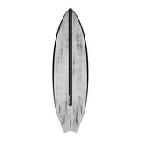 Torq ACT Prepreg Go-Kart Surfboard in Grau und Schwarz, Draufsicht auf kompaktes Shortboard mit Prepreg-Material