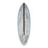Torq ACT Prepreg Multiplier Surfboard, grau mit blauer Kante, Draufsicht, Prepreg-Material