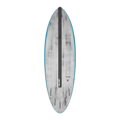 Torq ACT Prepreg Multiplier Surfboard, grau mit blauer Kante, Draufsicht, Prepreg-Material