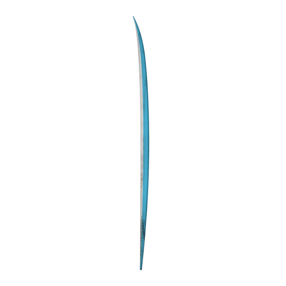 Torq ACT Prepreg Multiplier Surfboard in Blau-Grün mit schlankem Design, Seitenansicht