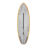 Torq ACT Prepreg PG-R Surfboard, grau mit orange Kante, Draufsicht, modernes Shortboard Design