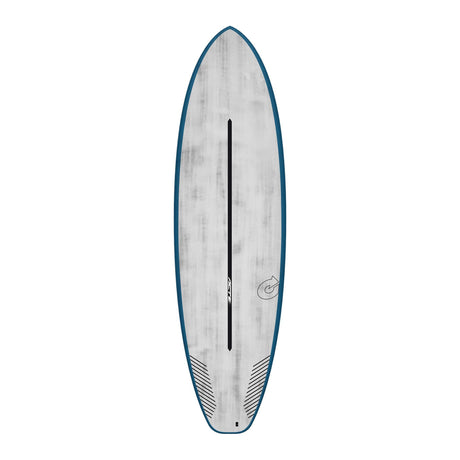 Torq ACT Prepreg BigBoy23 Surfboard, weiß mit blauer Kante, Draufsicht, modernes Design mit Prepreg-Material