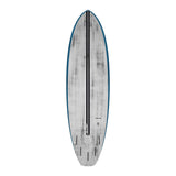 Torq ACT Prepreg BigBoy23 Surfboard, grau mit blauer Kante, Draufsicht, modernes Prepreg-Design