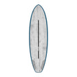Torq ACT Prepreg BigBoy23 Surfboard, weiß mit dunkelblauer Kante, Draufsicht, Prepreg-Material