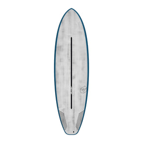 Torq ACT Prepreg BigBoy23 Surfboard, weiß mit dunkelblauer Kante, Draufsicht, Prepreg-Material