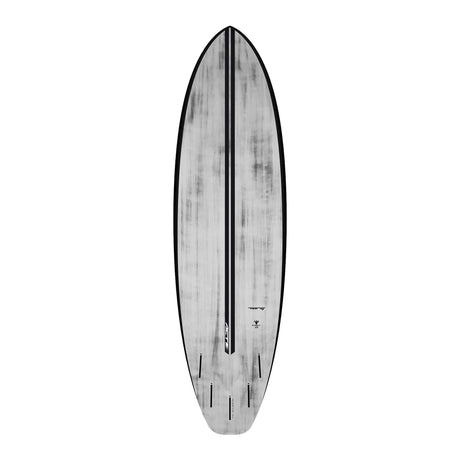 Torq ACT Prepreg BigBoy23 Surfboard, grau-weiß meliert mit schwarzem Rail, Draufsicht, Prepreg-Material