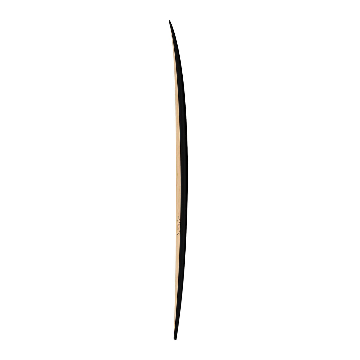 Torq ACT Prepreg BigBoy23 Surfboard mit schwarzem und beigem Design, Seitenansicht