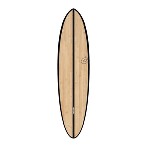 Torq ACT Prepreg Chopper Surfboard mit Holzdekor, schwarzer Rail, Draufsicht