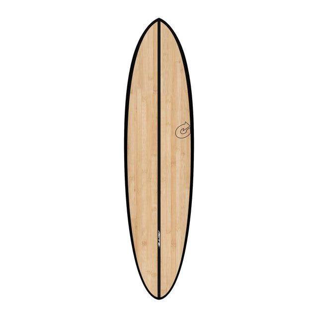 Torq ACT Prepreg Chopper Surfboard mit Holzdekor, schwarzer Rail, Draufsicht