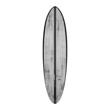 Torq ACT Prepreg Chopper Surfboard, grau-schwarzes Design, Draufsicht auf das komplette Board mit strukturierter Oberfläche