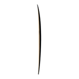 Torq ACT Prepreg Chopper Surfboard, schwarze Oberseite mit beigem Streifen, Seitenansicht
