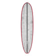 Torq ACT Prepreg V+ Surfboard mit roter Kante und grauer Oberseite, Draufsicht