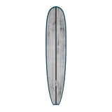 Torq ACT Prepreg The Don Noserider Surfboard mit grauer Oberseite und dunkelblauer Kante, Draufsicht