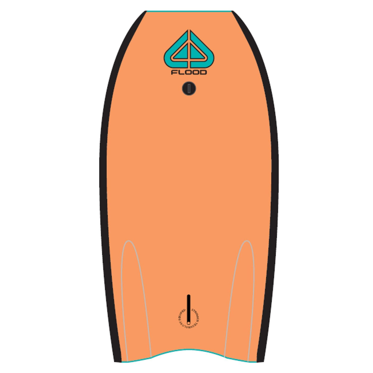 Flood Usurper Bodyboard in Orange mit schwarzen Kanten, Draufsicht