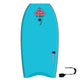 Flood Usurper Bodyboard in Türkis mit Logo, Draufsicht, inklusive Leash