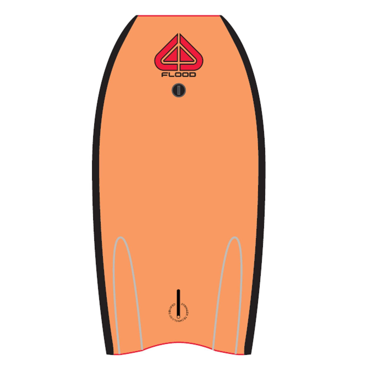 Flood Usurper Bodyboard in Orange mit schwarzen Kanten, Draufsicht