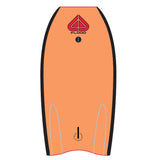 Flood Usurper Bodyboard in Orange mit schwarzen Kanten, Draufsicht