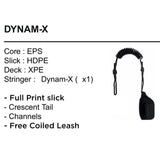 Flood Dynamx Stringer Bodyboard mit schwarzer Leine, EPS-Kern, HDPE-Slick, XPE-Deck, Crescent Tail und Channels