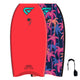 Flood Bodyboard Dynamx Stringer Palm II rot und pink mit Palmenmuster, Draufsicht und Rückseite mit Handschlaufe